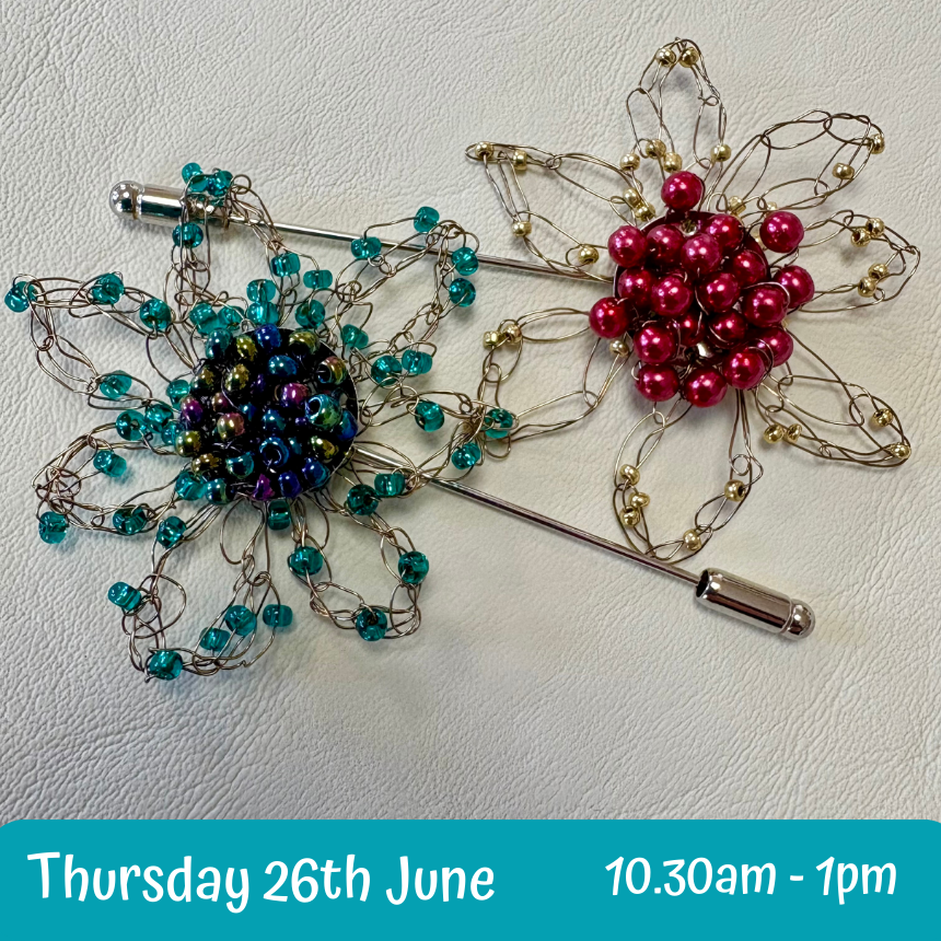 Crocheted Wire Flower Brooch Workshop